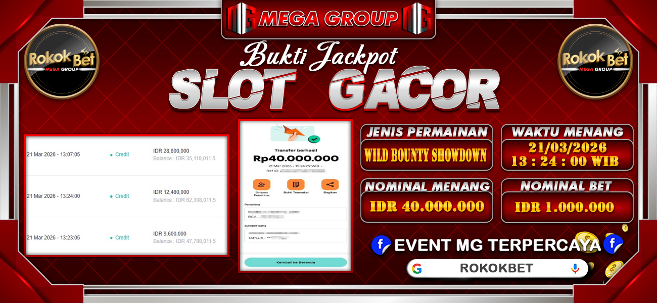 Bukti JP situs Rokokbet hari Sabtu, 21 Maret 2026