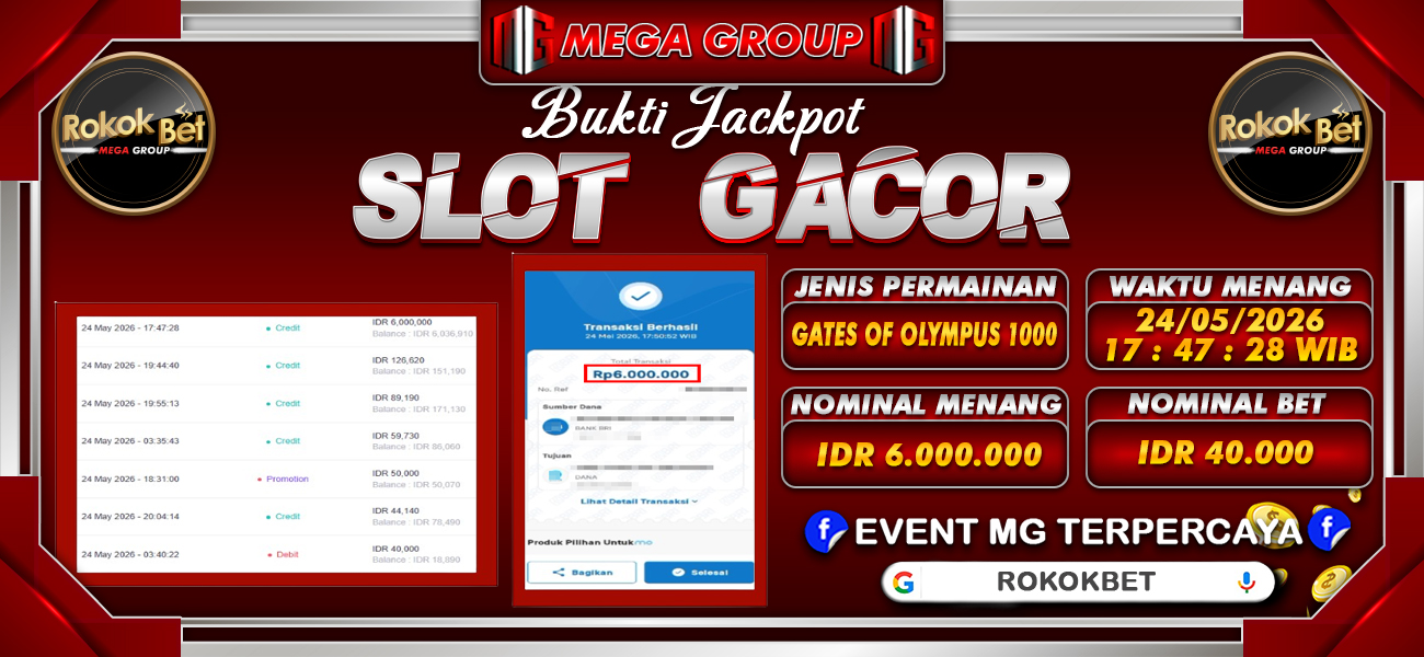 Bukti JP situs Rokokbet hari Senin, 25 Mei 2026